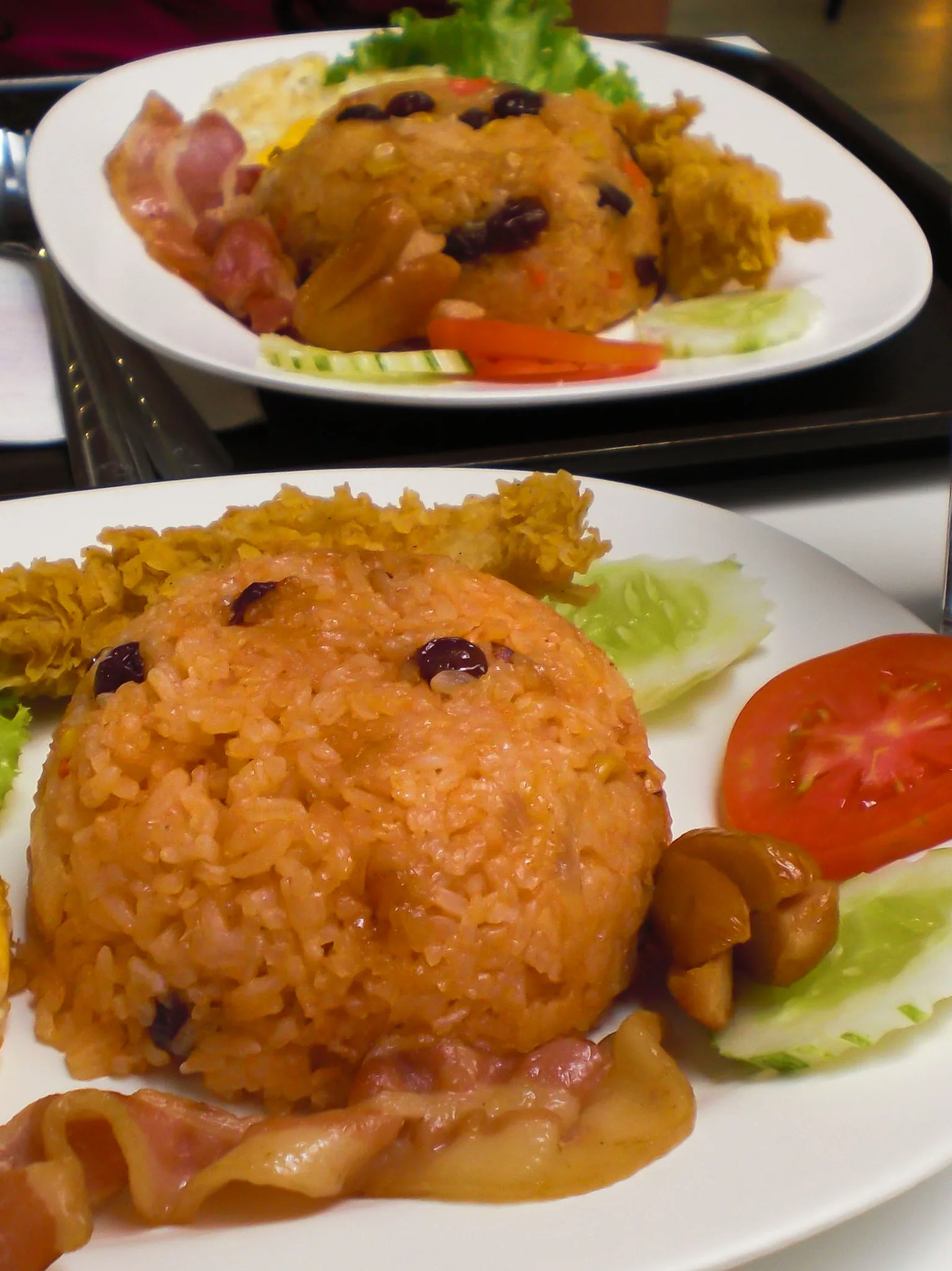khao phat amerikan: American fried rice (rice fried with tomato ketchup and raisins) - as served at MBK center, Bangkok, Thailand