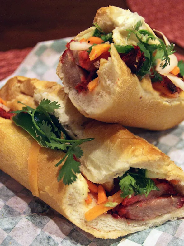 Bánh mì: bánh mì thịt nướng ~ Vietnamese-style sandwich (bánh mì) made with pork and assorted vegetables