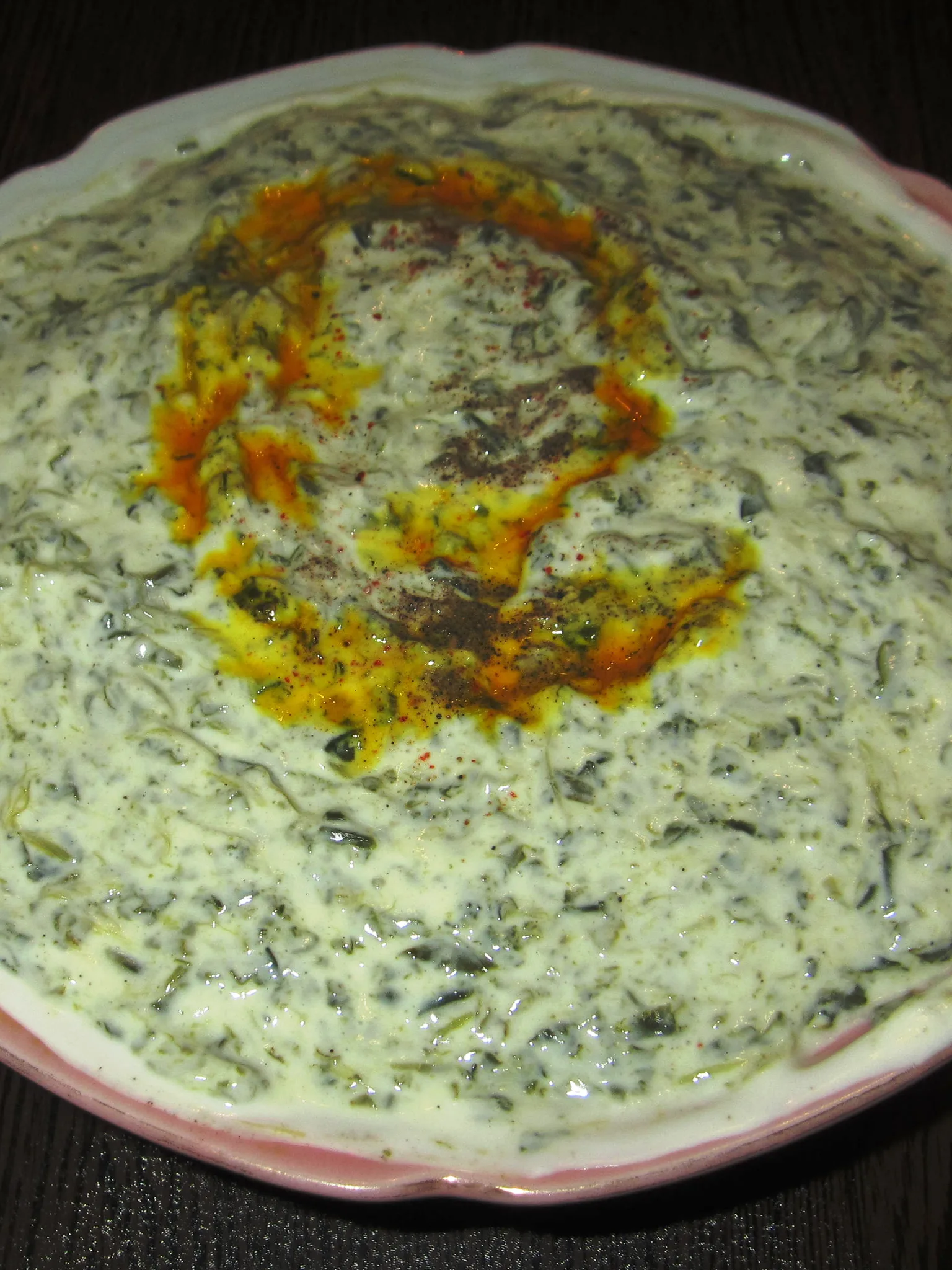 Borani: Bouranee, an Iranian side dish, made from yogurt and spinach