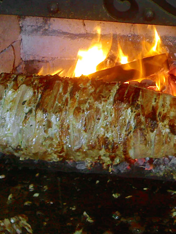 Cağ kebabı: Cağ Kebabı of Erzurum in Turkey - General view of the spit