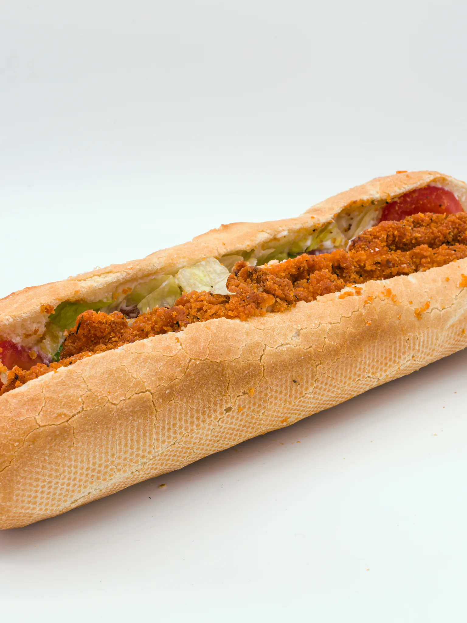 chicken fillet roll: A photograph of an Irish chicken fillet baguette bought from a Spar deli on Liffey Street in Dublin