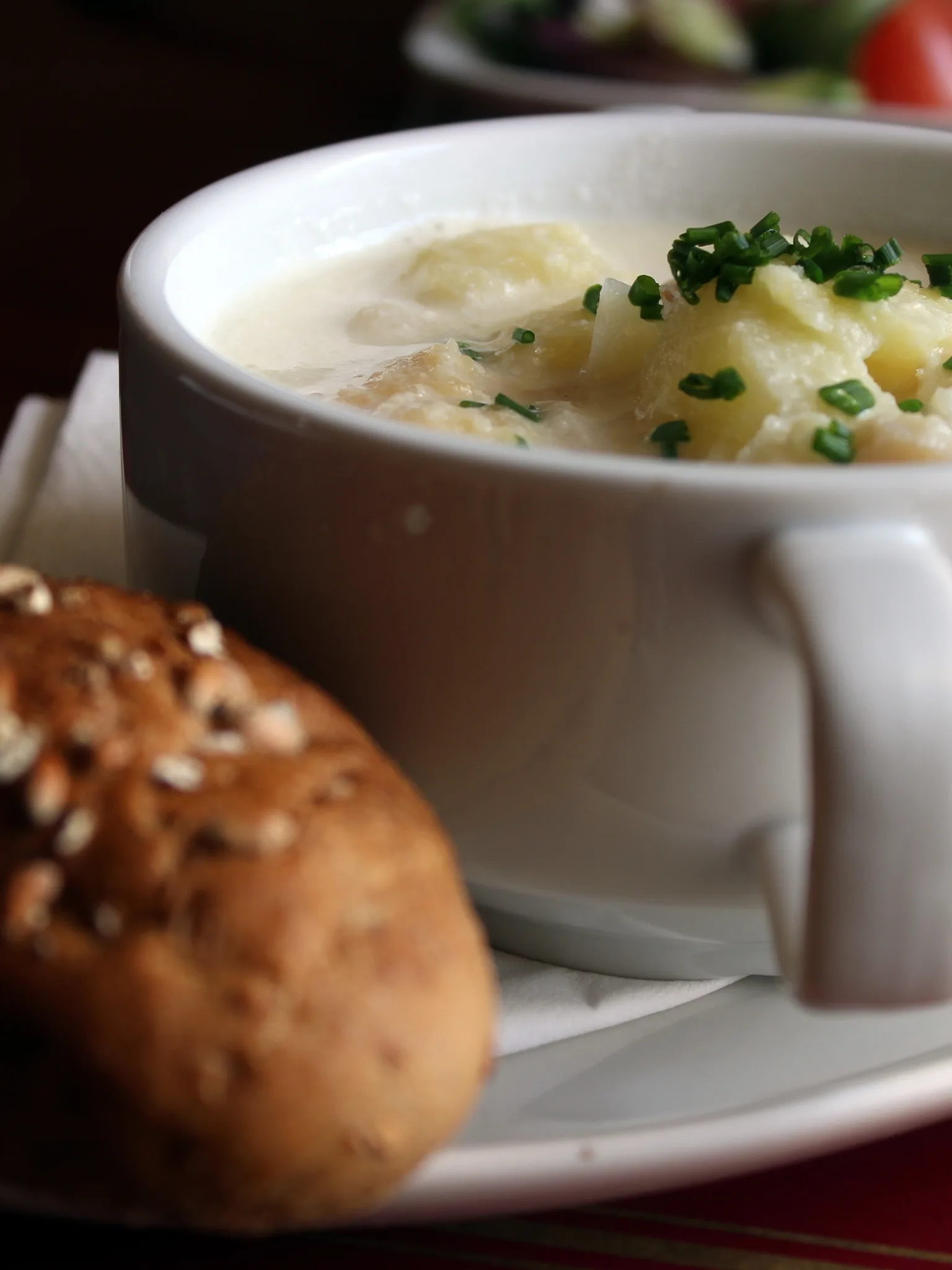 cullen skink: A bowl of cullen skink, served with bread