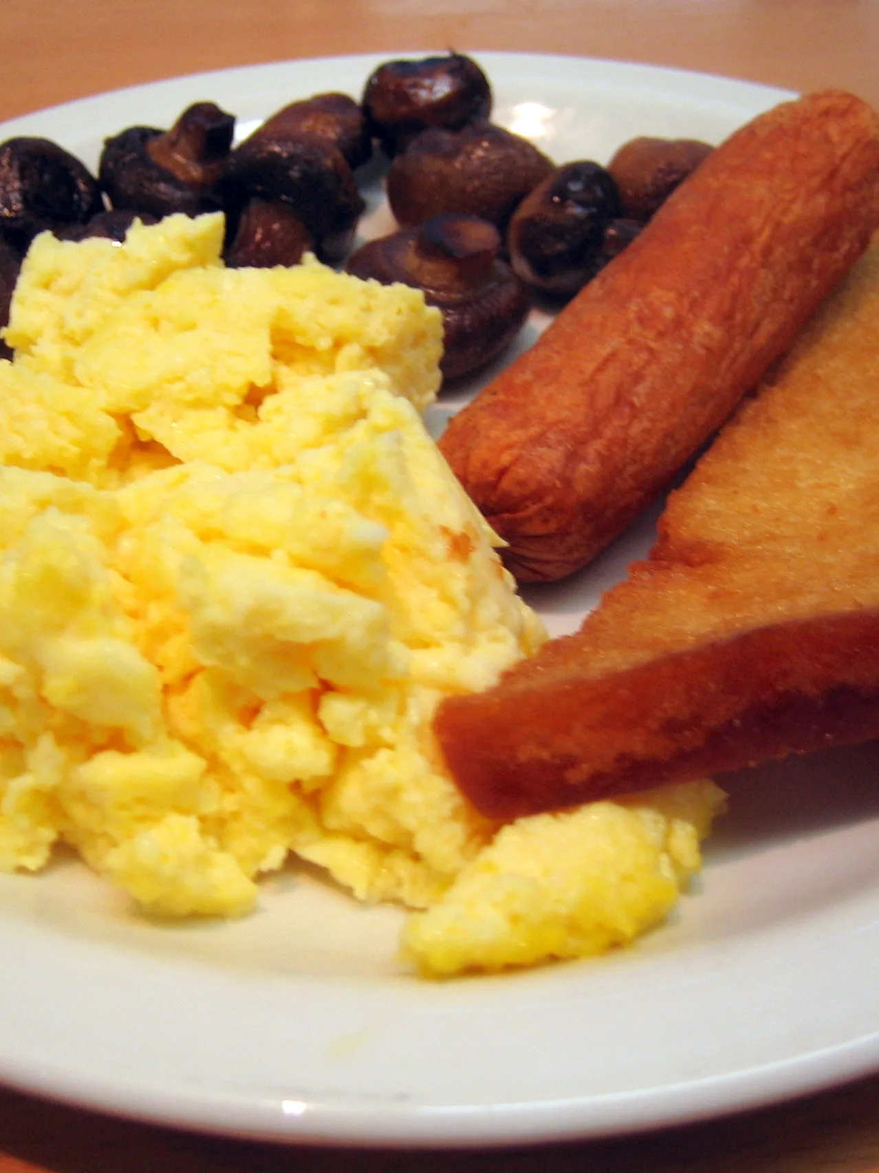 fried bread: Scrambled eggs, veggie sausage, mushrooms and fried bread
