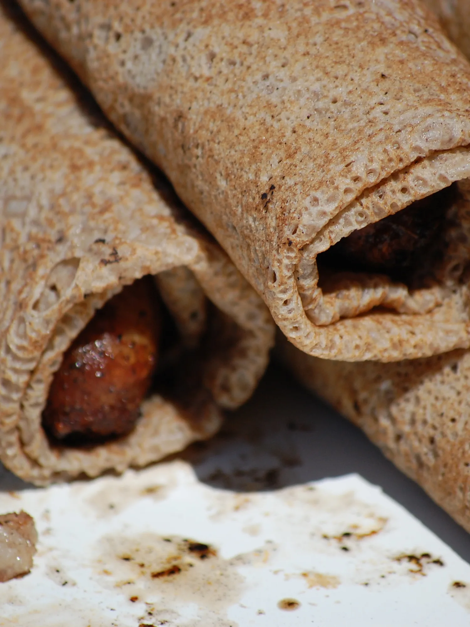 galette-saucisse: Some galette-saucisse , an eastern Brittany speciality