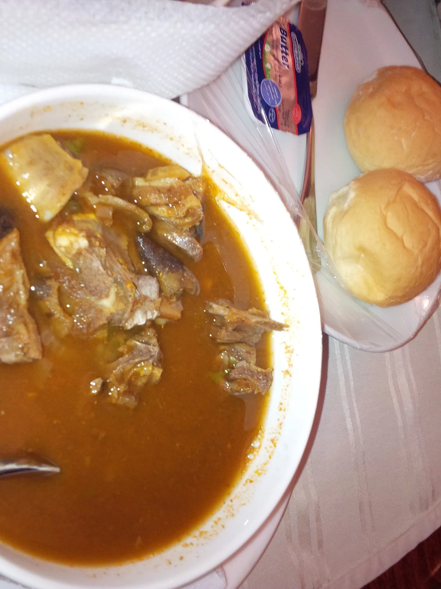goat meat pepper soup: goat meat sauce spiced to be eaten with bread or palmwine