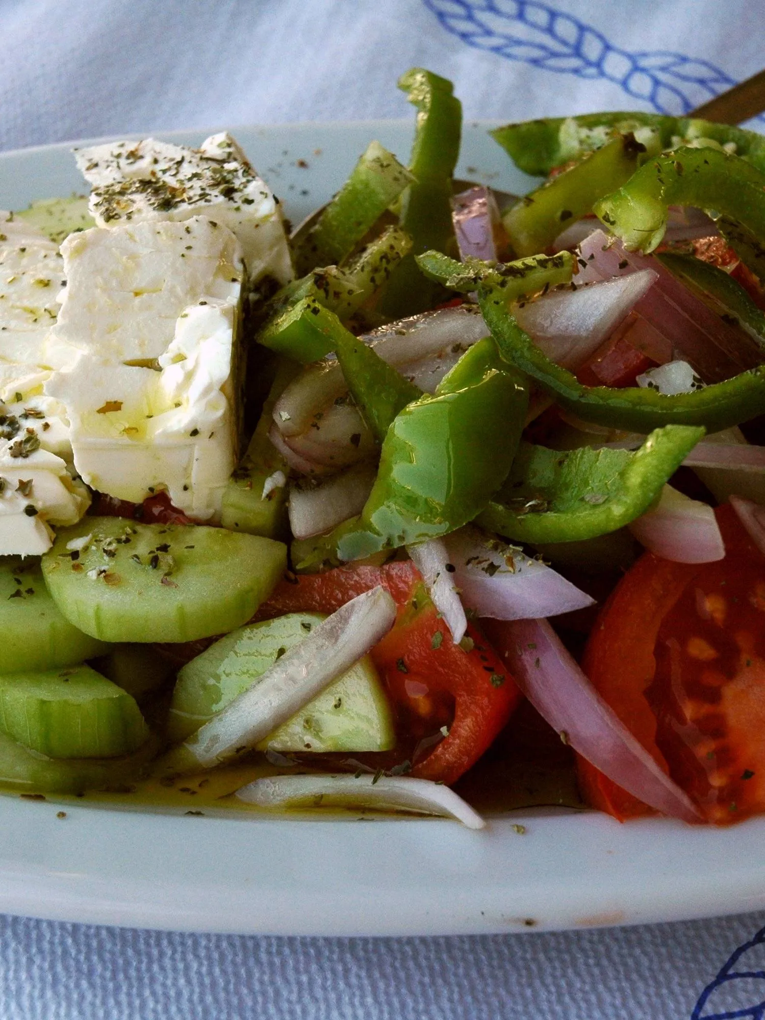 Greek salad: Greek salad (horiatiki salata). At Psaropoulo restaurant, Hydra, Hydra