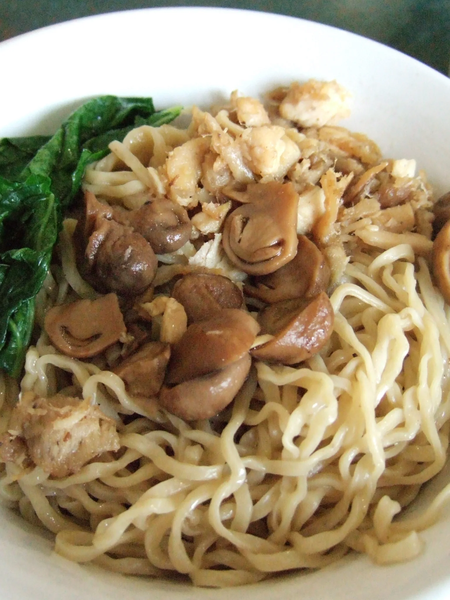 mie ayam: Chicken noodle with mushroom, picture taken in Jakarta, Indonesia