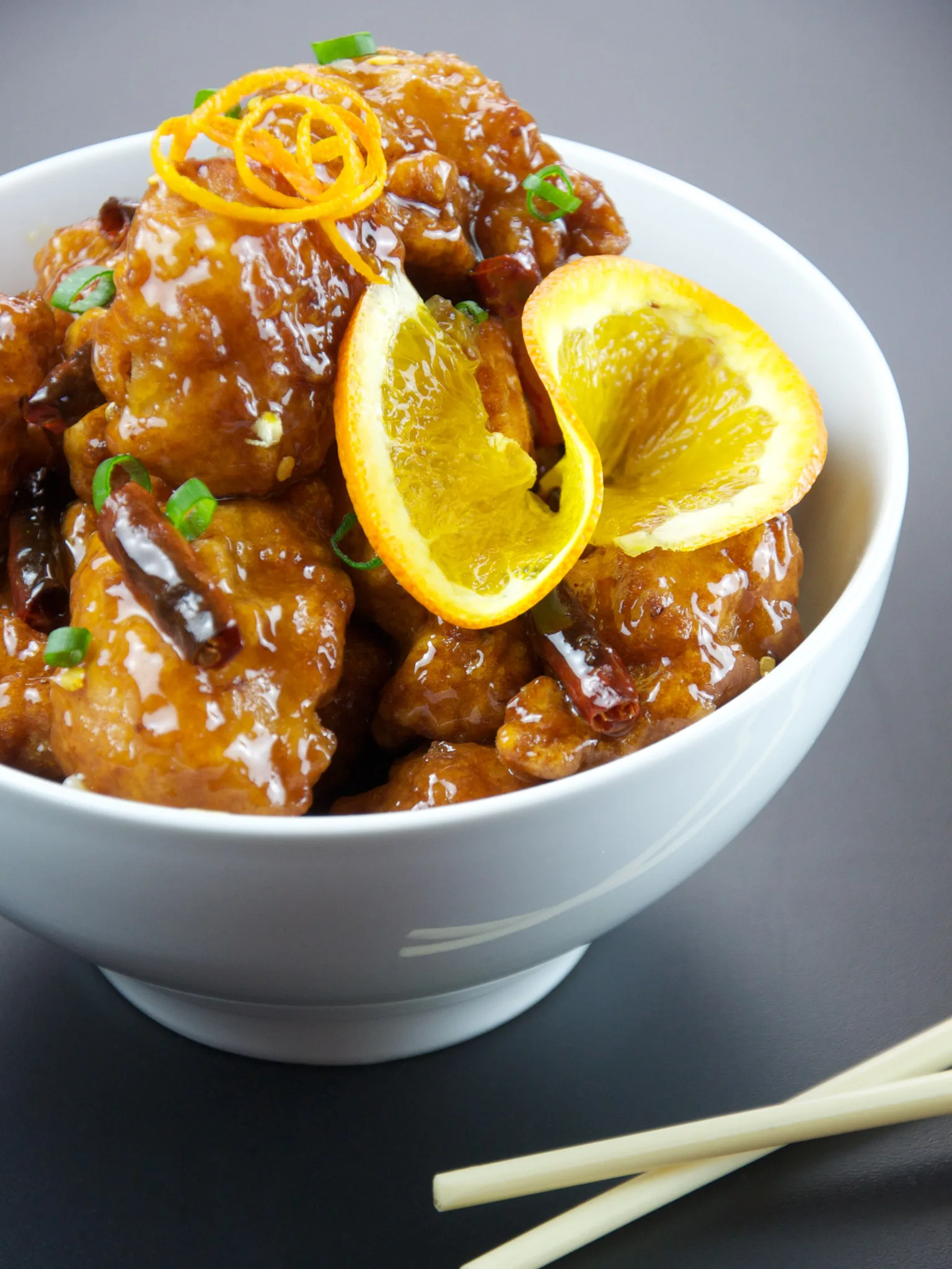 orange chicken, a photograph of the dish