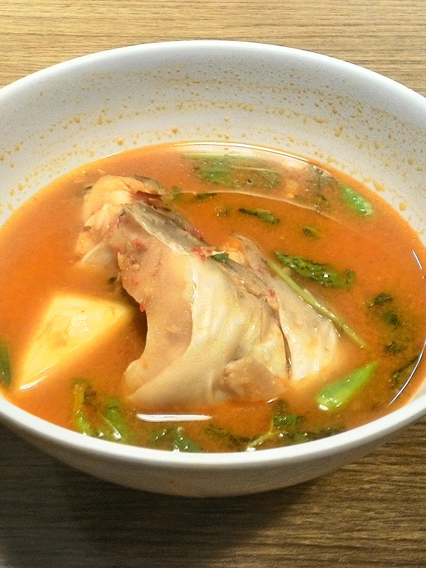 Pindang: Pindang ikan patin (Pangasius fish) cooked in pindang sweet, spicy and sour soup. Specialty of Palembang, South Sumatra, Indonesia. Food Colony foodcourt, Atrium Senen, Central Jakarta