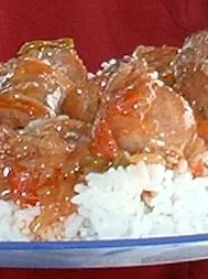 rougail: Photo personnelle de David Remi (davremi@yahoo.fr), Assiette de rougail saucisse