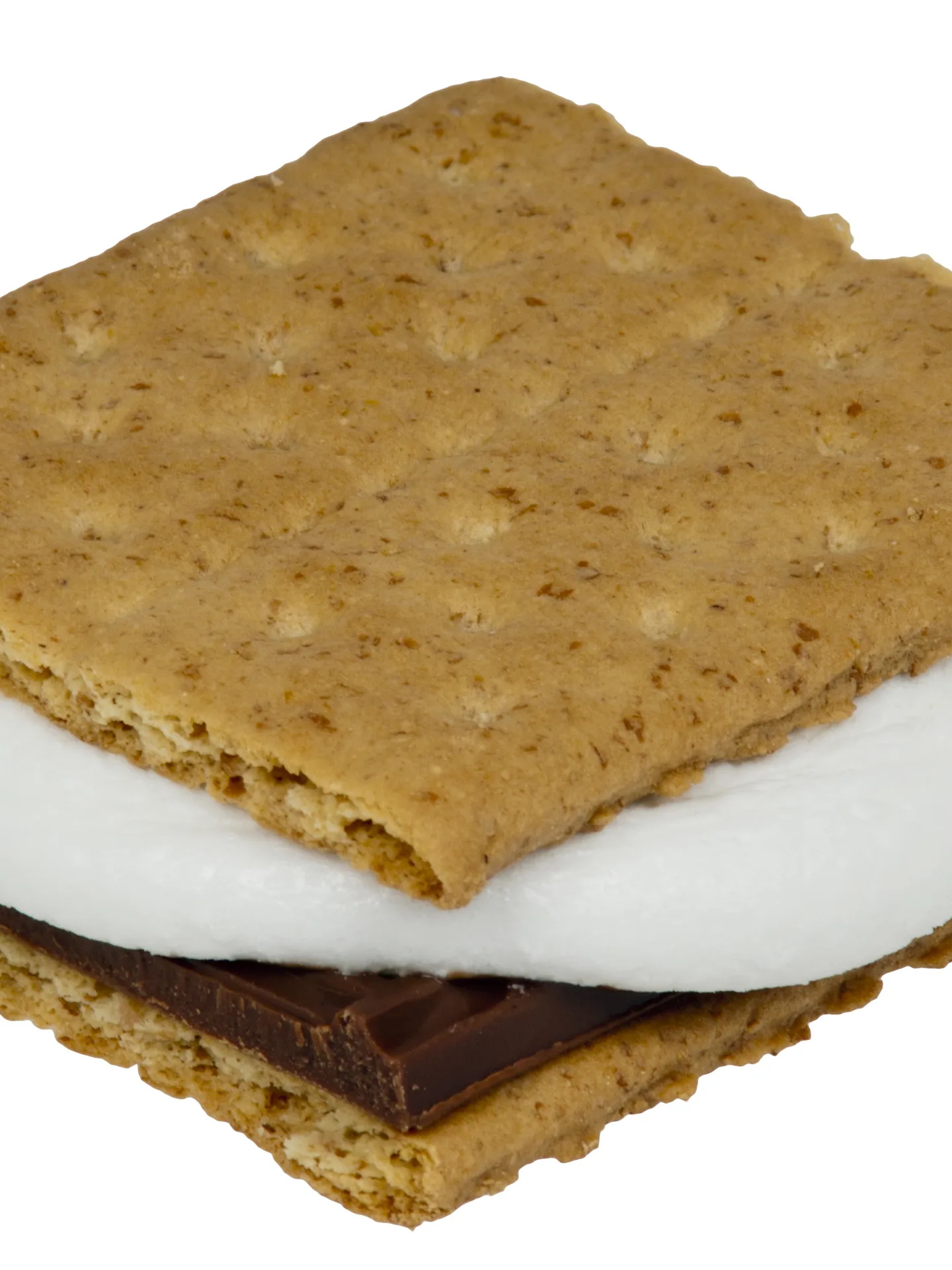 s'more: A S'mores made with a half a Hershey's chocolate bar, Nabisco graham crackers and a marshmallow that has been melted in the microwave