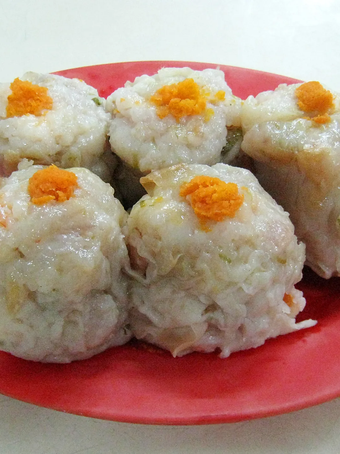 Siomay: Siomay udang (shrimp dumpling) in a restaurant in Glodok area, Jakarta Chinatown. This dish is similar to Chinese dim sum, it is Chinese Indonesian delicacy