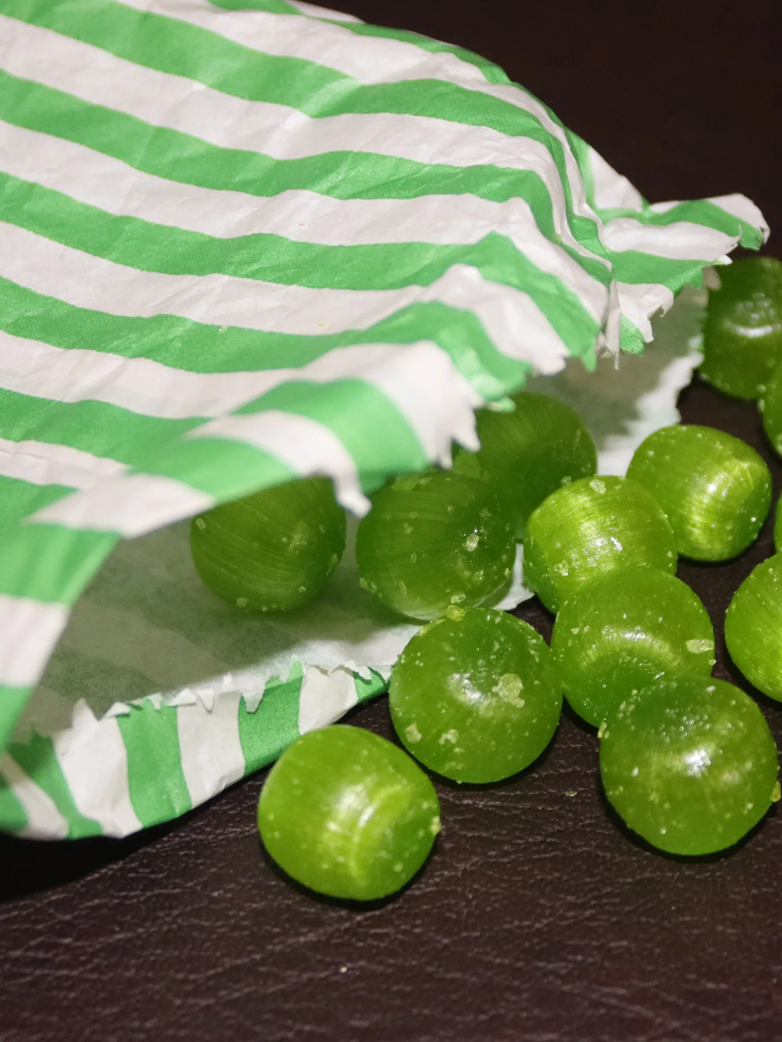 Soor ploom: A bag containing soor plooms (Scots for “sour plums”), a boiled sweet from Galashiels, Scotland