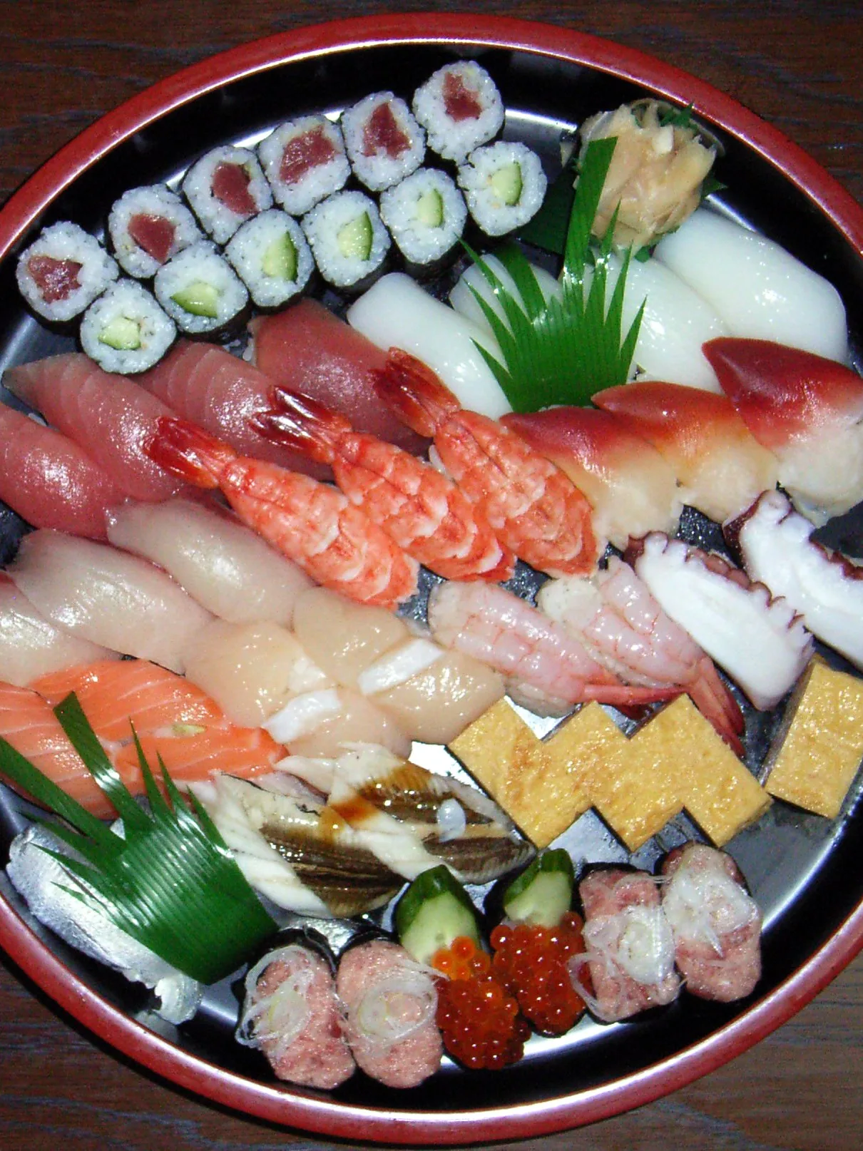 Sushi: Typical home delivery Sushi platter. 500th photo!