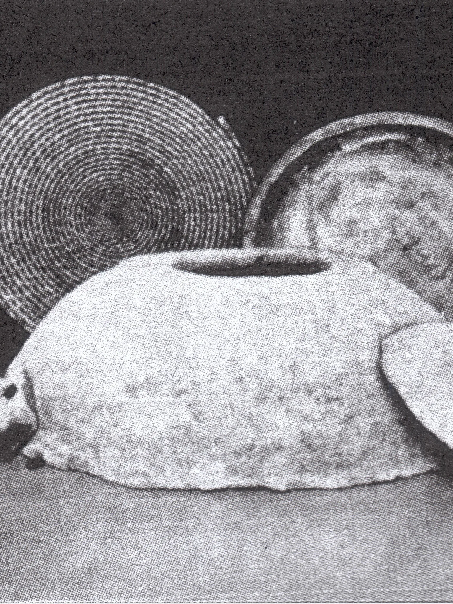 taboon bread: Tabun oven set against backdrop showing a straw-woven plate and dough-kneading bowl (from the Museum of the Palestine Institute, Jerusalem)